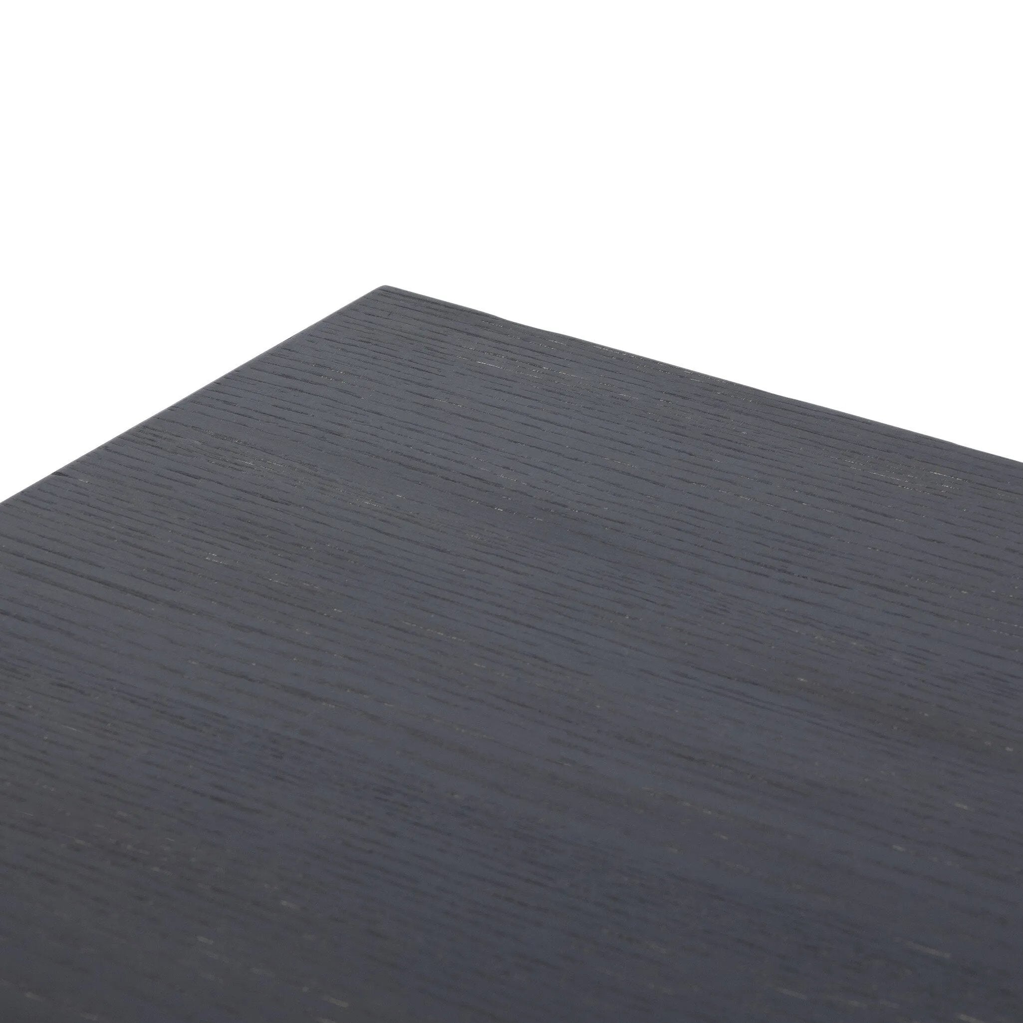 Inspired by Chinese antiques, a spacious desk of aged black oak features a double-leg design, bringing a substantial look to your workspace Amethyst Home provides interior design, new home construction design consulting, vintage area rugs, and lighting in the Winter Garden metro area.