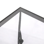 A slim frame of hammered gunmetal pairs with tempered glass, for a clean and timeless end table look. Stretchers attach to metal loops for an elevated design detail Amethyst Home provides interior design, new home construction design consulting, vintage area rugs, and lighting in the Dallas metro area.