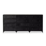 Featuring Belmont Black 12 Drawer Dresser by Four Hands at Amethyst Home. Industrial-inspired, black-finished iron forms a wide and roomy twelve-drawer dresser, with bronzed knobs for contrast.Overall Dimensions: 85.00"w x 19.75"d x 38.50"hWeight : 401.24 lbsMaterials : Iron. Amethyst Home provides interior design, new home construction design consulting, vintage area rugs, and lighting in the Austin metro area.