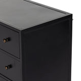 Featuring Belmont Black 12 Drawer Dresser by Four Hands at Amethyst Home. Industrial-inspired, black-finished iron forms a wide and roomy twelve-drawer dresser, with bronzed knobs for contrast.Overall Dimensions: 85.00"w x 19.75"d x 38.50"hWeight : 401.24 lbsMaterials : Iron. Amethyst Home provides interior design, new home construction design consulting, vintage area rugs, and lighting in the Kansas City metro area.