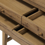 Featuring Bergstrom Warm Natural Oak Veneer Secretary Desk by Four Hands at Amethyst Home. A fresh take on the traditional secretary desk, made from warm natural oak. A flip-down top creates a wide writing surface, offering the perfect place to pen a handwritten note. Overall Dimensions: 35.00"w x 18.00"d x 48.00"h. Amethyst Home provides interior design, new home construction design consulting, vintage area rugs, and lighting in the Alpharetta metro area.