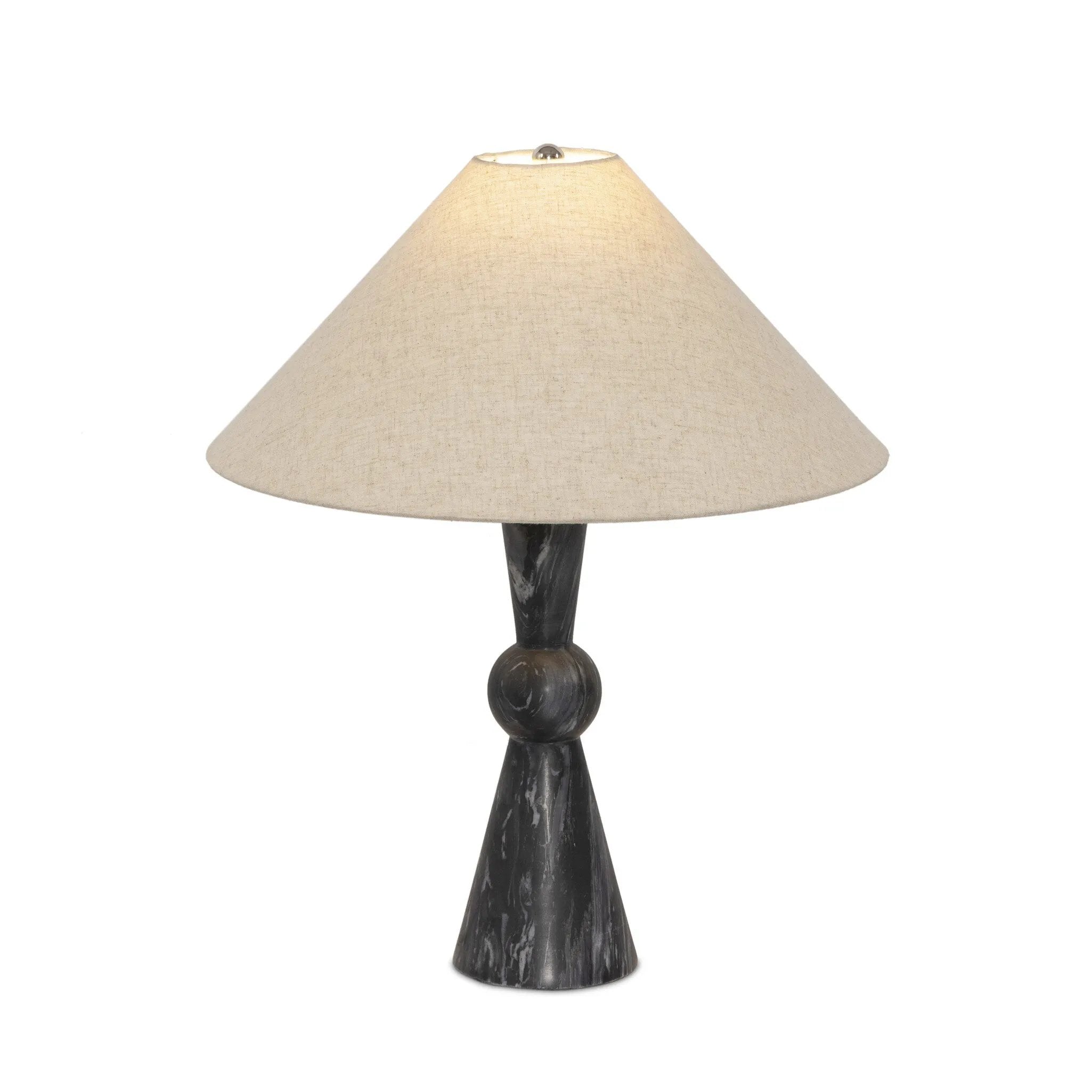 Featuring Bibianna Black Italian Marble Table Lamp by Four Hands at Amethyst Home. Polished forms define this sculptural table lamp, featuring a base of black Italian marble with distinctive white veining and a tapered flax linen shade.
Overall Dimensions: 20.0" L x 20.0 " W x 24.5" H
Materials: Solid Marble, Stainless Steel, ThermoplasticWeight: 12.21 lbs. Amethyst Home provides interior design, new home construction design consulting, vintage area rugs, and lighting in the Houston metro area.