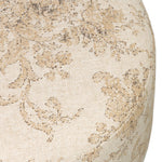 For an extra seat or propped feet, this welcoming ottoman features a subtly tapered shape and a rounded base with bun feet beneath. Crafted from solid worn oak and upholstered with a linen blend fabric that features a beautiful damask pattern Amethyst Home provides interior design, new home construction design consulting, vintage area rugs, and lighting in the Newport Beach metro area.