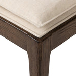 Featuring Britt Savile Flax Dining Chair by Four Hands at Amethyst Home. Mixed materials refresh retro dining style. Ebony-finished nettlewood frames a textural inlay of natural cane, for perfect contrast. Fastened by Velcro, high-performance linen-blend seating for modern sensibility. Performance fabrics are specially created to withstand spills, stain. Amethyst Home provides interior design, new home construction design consulting, vintage area rugs, and lighting in the Newport Beach metro area.