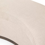 Featuring Candace Harbor Sand Dining Bench by Four Hands at Amethyst Home. Bring a tailored, timeless look to your space with shapely dining bench designed to pair with a round dining table. A burnt oak base grounds a curved frame and seat upholstered in high-performance fabric — perfect for everyday dining. Performance fabrics are specially created to wit. Amethyst Home provides interior design, new home construction design consulting, vintage area rugs, and lighting in the Des Moines metro area.