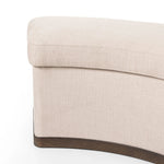 Featuring Candace Harbor Sand Dining Bench by Four Hands at Amethyst Home. Bring a tailored, timeless look to your space with shapely dining bench designed to pair with a round dining table. A burnt oak base grounds a curved frame and seat upholstered in high-performance fabric — perfect for everyday dining. Performance fabrics are specially created to wit. Amethyst Home provides interior design, new home construction design consulting, vintage area rugs, and lighting in the Scottsdale metro area.