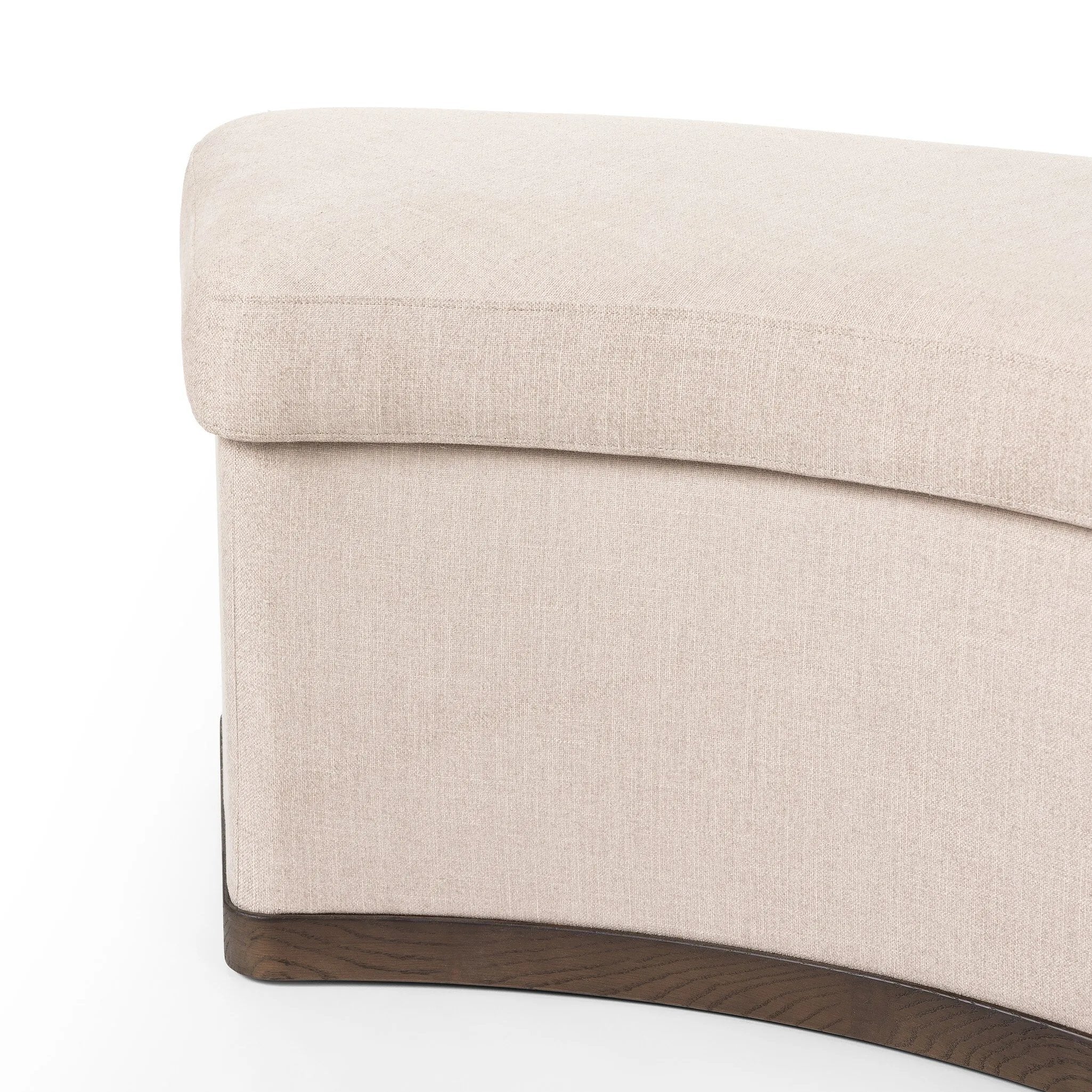 Featuring Candace Harbor Sand Dining Bench by Four Hands at Amethyst Home. Bring a tailored, timeless look to your space with shapely dining bench designed to pair with a round dining table. A burnt oak base grounds a curved frame and seat upholstered in high-performance fabric — perfect for everyday dining. Performance fabrics are specially created to wit. Amethyst Home provides interior design, new home construction design consulting, vintage area rugs, and lighting in the Scottsdale metro area.