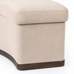 Featuring Candace Harbor Sand Dining Bench by Four Hands at Amethyst Home. Bring a tailored, timeless look to your space with shapely dining bench designed to pair with a round dining table. A burnt oak base grounds a curved frame and seat upholstered in high-performance fabric — perfect for everyday dining. Performance fabrics are specially created to wit. Amethyst Home provides interior design, new home construction design consulting, vintage area rugs, and lighting in the Washington metro area.