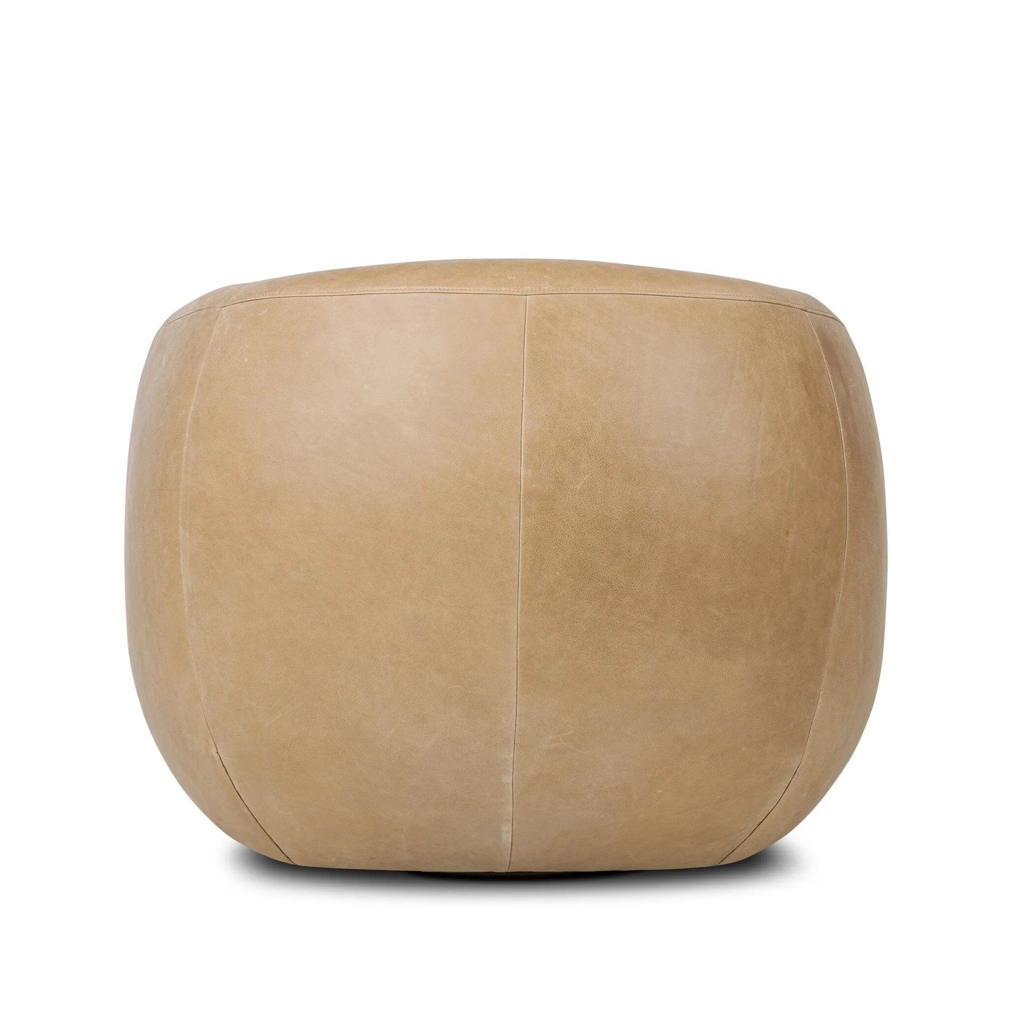 Meet modern comfort. Clean curves, impeccable tailoring and taupe top-grain leather with a pronounced grain bring an elevated, European-inspired look to this swivel chair Amethyst Home provides interior design, new home construction design consulting, vintage area rugs, and lighting in the Monterey metro area.