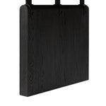 Bring a beautifully contoured look to your workspace with a desk inspired by Italian postmodernism. Connected by iron brackets, a dual-panel base supports a spacious tabletop of worn black oak, crafting a float-like look. Four drawers keep frequently used items within reach Amethyst Home provides interior design, new home construction design consulting, vintage area rugs, and lighting in the Portland metro area.