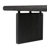 Bring a beautifully contoured look to your workspace with a desk inspired by Italian postmodernism. Connected by iron brackets, a dual-panel base supports a spacious tabletop of worn black oak, crafting a float-like look. Four drawers keep frequently used items within reach Amethyst Home provides interior design, new home construction design consulting, vintage area rugs, and lighting in the Tampa metro area.