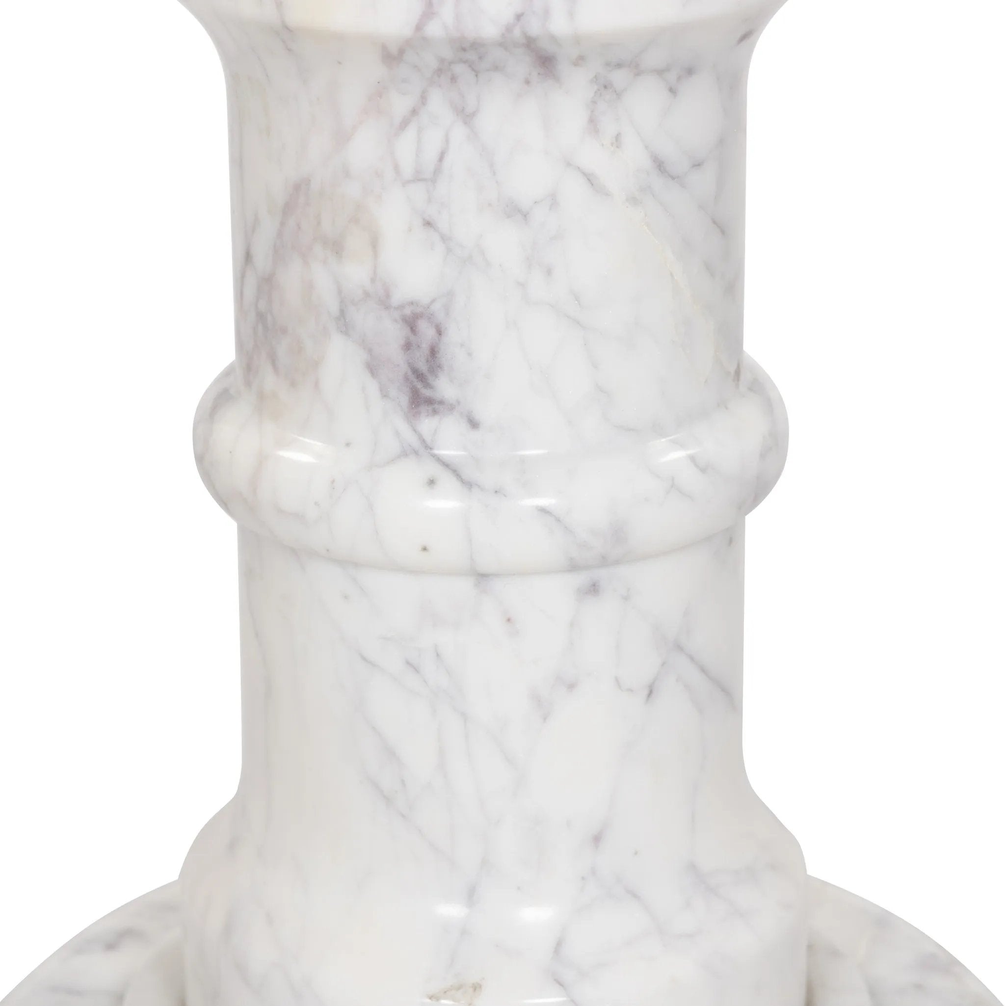 Featuring Cyprus Veined White Marble Solid End Table by Four Hands at Amethyst Home. A white marble pedestal features soft curves and stepped details, inspired by classic column design. Polished to a lustrous sheen, natural veining adds depth to this versatile, timeless piece.Overall Dimensions: 12.00"w x 12.00"d x 16.75"hWeight : 71.61 lbsMaterials : Solid. Amethyst Home provides interior design, new home construction design consulting, vintage area rugs, and lighting in the Nashville metro area.