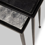 Featuring Dexter Smoked Black Cast Glass Nesting Tables by Four Hands at Amethyst Home. Embrace the mysterious with the Dexter smoked glass nesting tables.  Beautiful smoked glass gives a warm modern vibe while being practical.Overall Dimensions: 16.25"w x 16.25"d x 21.00"hWeight : 52.91 lbsMaterials : Cast Glass, Iron. Amethyst Home provides interior design, new home construction design consulting, vintage area rugs, and lighting in the Nashville metro area.