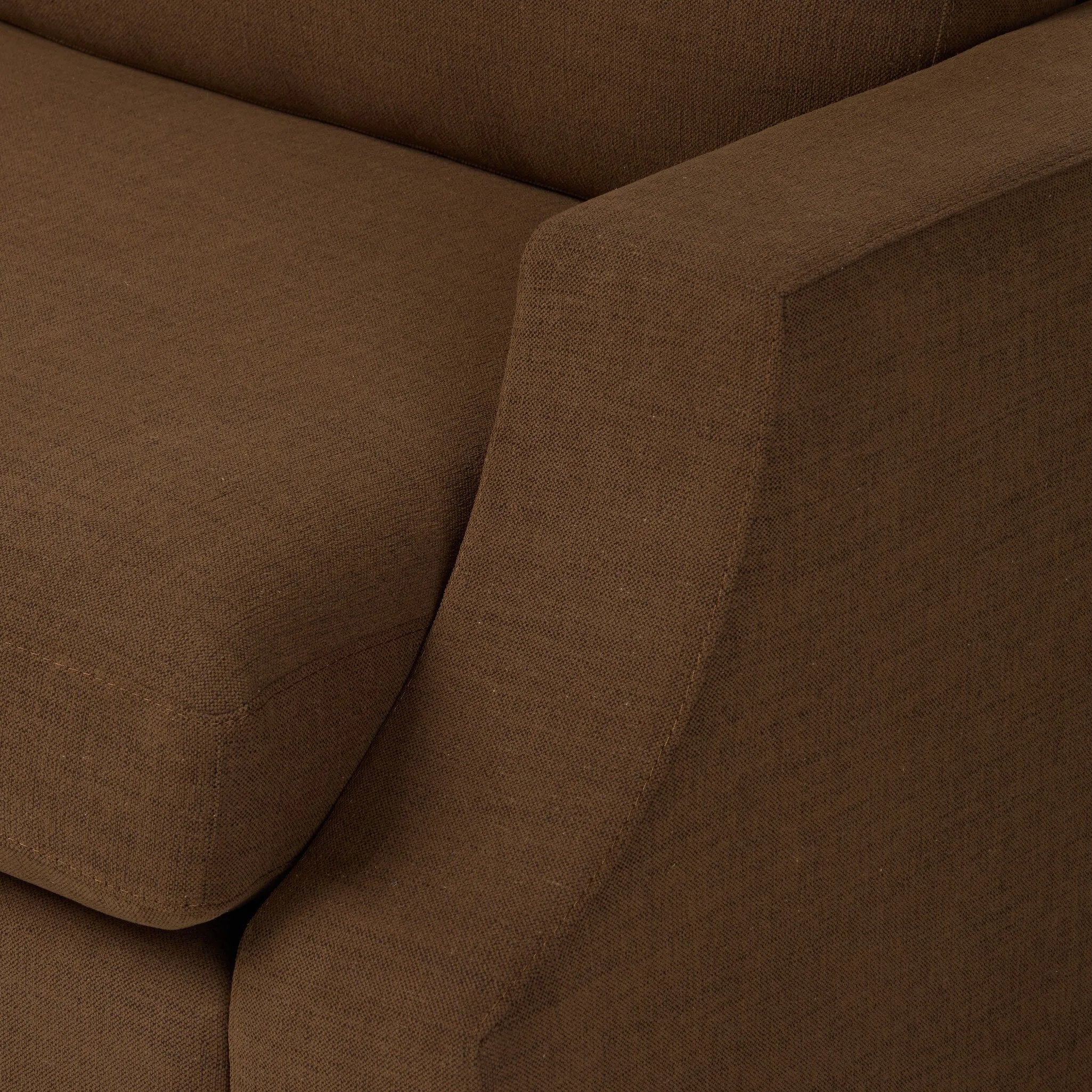 Bench-style seating with a modern, cutout effect creates a striking look. Designed with S-spring construction and a thick bench cushion for laid-back comfort supported by a solid pine frame. Upholstered in textural Crypton® performance fabric that's specially engineered for protection against stains, moisture and odor Amethyst Home provides interior design, new home construction design consulting, vintage area rugs, and lighting in the Boston metro area.