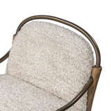 A tribute to traditional artistry and found pieces, this bar stool fluidly combines ash and burnished brass to frame a comfortable S-spring seat. Finished in heavy boucle-like upholstery that features a subtle linear pattern for added depth — creating a luxe, inviting feel. A design collaboration by Amber Lewis and Four Hands. Amethyst Home provides interior design, new home construction design consulting, vintage area rugs, and lighting in the Miami metro area.