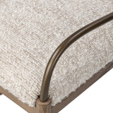 A tribute to traditional artistry and found pieces, this bar stool fluidly combines ash and burnished brass to frame a comfortable S-spring seat. Finished in heavy boucle-like upholstery that features a subtle linear pattern for added depth — creating a luxe, inviting feel. A design collaboration by Amber Lewis and Four Hands. Amethyst Home provides interior design, new home construction design consulting, vintage area rugs, and lighting in the Seattle metro area.