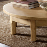 Featuring Derek Bleached Oak Veneer Coffee Table by Four Hands at Amethyst Home. Made from bleached oak, a unique eight-leg base supports a rounded tabletop. Inspired by a "found object" aesthetic, this piece works a nomadic vibe into any room. Overall Dimensions: 55.00"w x 55.00"d x 15.75"h. Amethyst Home provides interior design, new home construction design consulting, vintage area rugs, and lighting in the San Diego metro area.