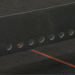 Dual-function fun is the star of this ping pong table from District Eight. Its light minimalist design channels industrial features like an oak plane top, cast iron legs and a leather sling net attached with steel clamps, which can be easily removed to become a dining table that seats 12. Amethyst Home provides interior design, new home construction design consulting, vintage area rugs, and lighting in the Calabasas metro area.