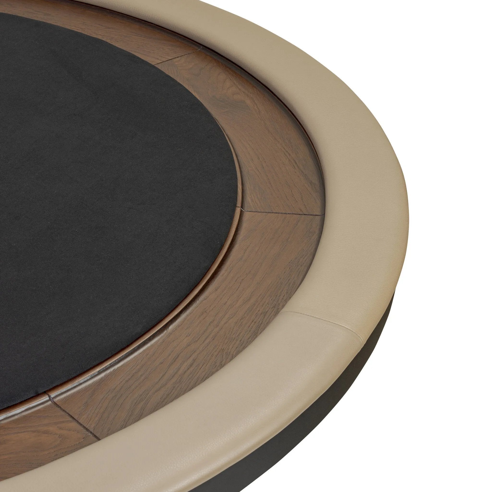 All in. The wood table top of this poker table from District Eight is finished in felt for easy card grabbing, and accented by a leather cushioned edge for comfort. Supported by an industrial cast iron trestle pedestal base, finished with adjustable feet. Amethyst Home provides interior design, new home construction design consulting, vintage area rugs, and lighting in the Los Angeles metro area.