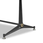 Material-driven for fun, this shuffleboard table features a hand-stitched leather landing surface, laminated solid oak game board — finished in a durable lacquer — and industrial trestle-style, cast iron legs. Climatic adjusters for leveling with ease. Each table comes with carved wood and steel pucks, as well as a steel ring scoring mechanism. Amethyst Home provides interior design, new home construction design consulting, vintage area rugs, and lighting in the Winter Garden metro area.