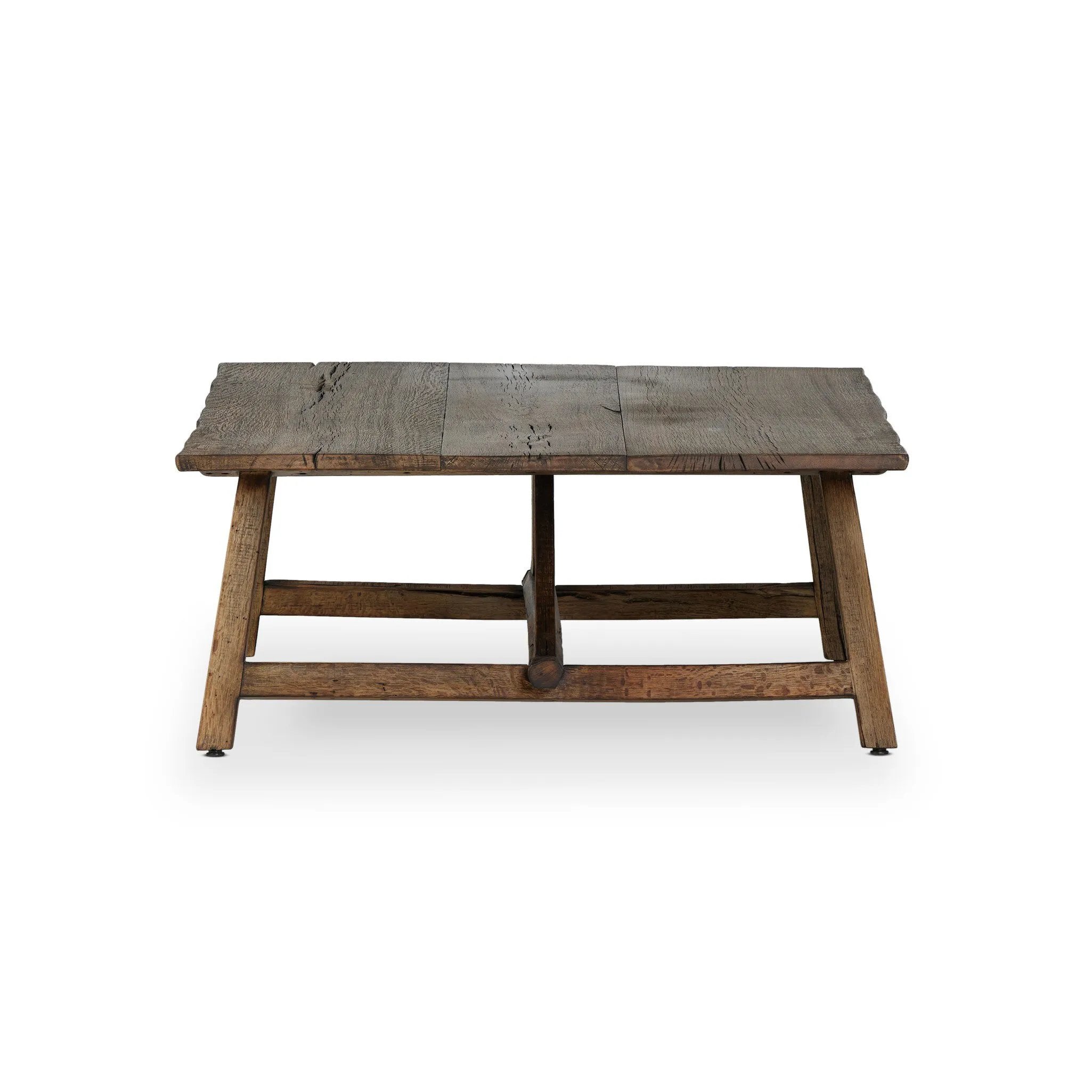 Featuring Elio Burnt Bleached Oak Small Coffee Table by Four Hands at Amethyst Home. Center your living space with a Wabi Sabi-inspired coffee table. Crafted from burnt bleached oak with a trellis base and wide plank top, this artisanal piece embraces the natural cracks and graining reflective of organic materials to bring a beautiful, character-rich lo. Amethyst Home provides interior design, new home construction design consulting, vintage area rugs, and lighting in the Winter Garden metro area.