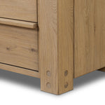 Built from thick-cut oak and veneers with an aged smoked finish, this farmhouse-inspired eight-drawer dresser features softened edges, fastening details, integrated wood hardware and soft-close drawer glides for quality construction Amethyst Home provides interior design, new home construction design consulting, vintage area rugs, and lighting in the San Diego metro area.