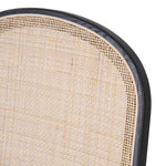 Featuring Esmee Antwerp Natural Dining Chair by Four Hands at Amethyst Home. Ebony nettlewood shapes the arched, angled back of this simply shaped, armless dining chair. Natural crosshatch cane adds a light texture to complement the creamy, neutral upholstered seat. Performance fabrics are specially created to withstand spills, stains, high traffic and wear,. Amethyst Home provides interior design, new home construction design consulting, vintage area rugs, and lighting in the Monterey metro area.