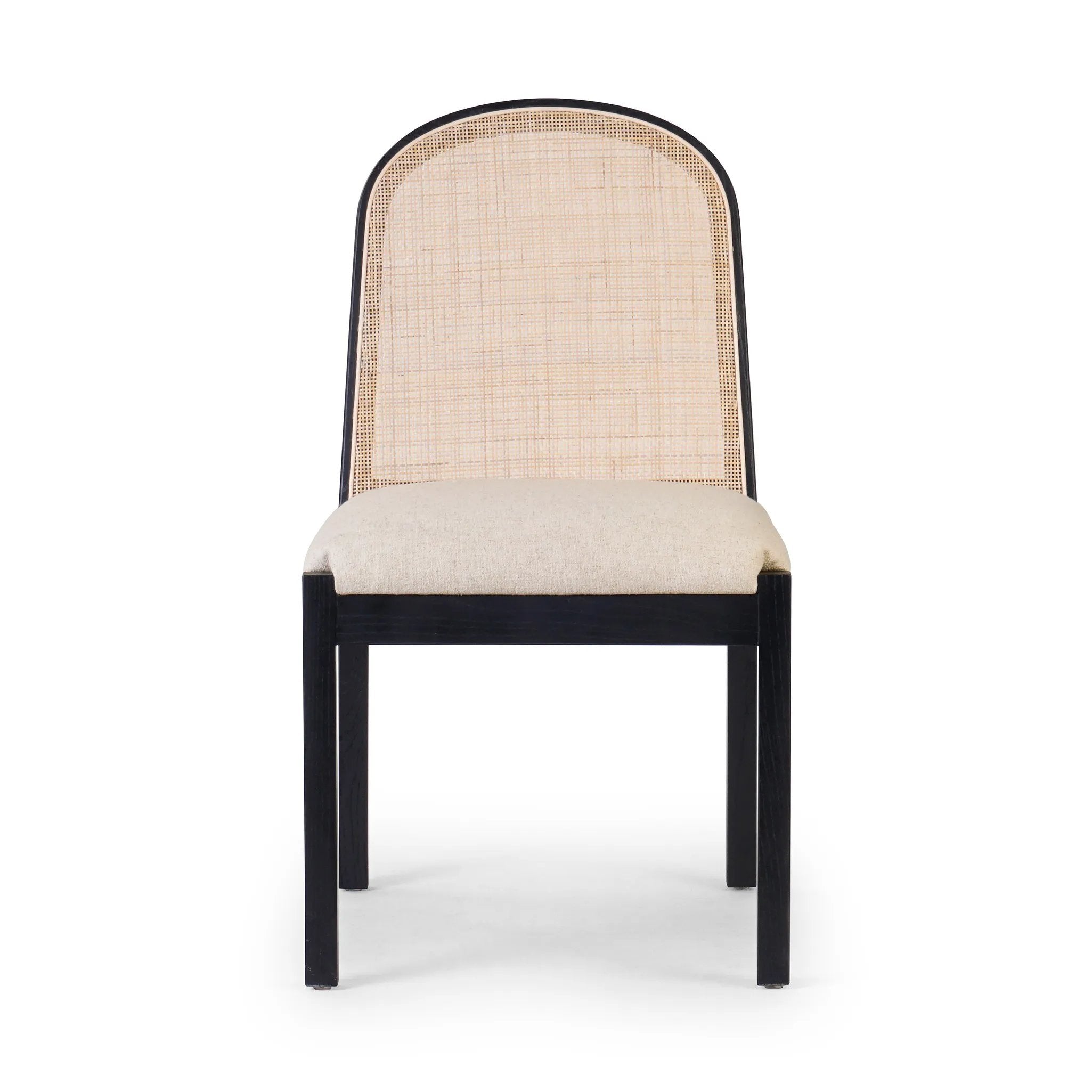 Featuring Esmee Antwerp Natural Dining Chair by Four Hands at Amethyst Home. Ebony nettlewood shapes the arched, angled back of this simply shaped, armless dining chair. Natural crosshatch cane adds a light texture to complement the creamy, neutral upholstered seat. Performance fabrics are specially created to withstand spills, stains, high traffic and . Amethyst Home provides interior design, new home construction design consulting, vintage area rugs, and lighting in the Newport Beach metro area.