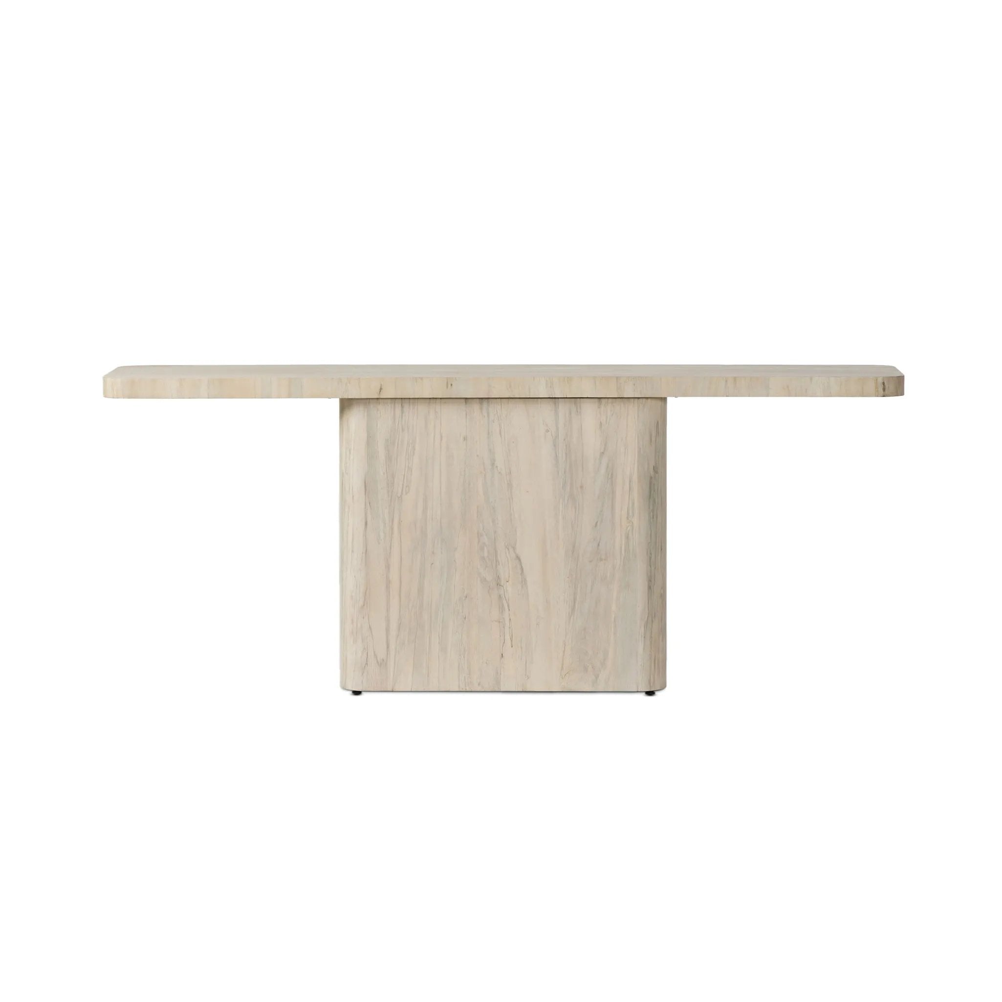 Featuring Esmi Bleached Spalted Primavera Console Table by Four Hands at Amethyst Home. Make a statement with this console table of spalted primavera with a clean, bleached finish. An exaggerated overhang top elevates otherwise simple shaping, for a dramatic look that can move between spaces with ease.Overall Dimensions: 78.00"w x 18.00"d x 31.00"hWeight :. Amethyst Home provides interior design, new home construction design consulting, vintage area rugs, and lighting in the Des Moines metro area.