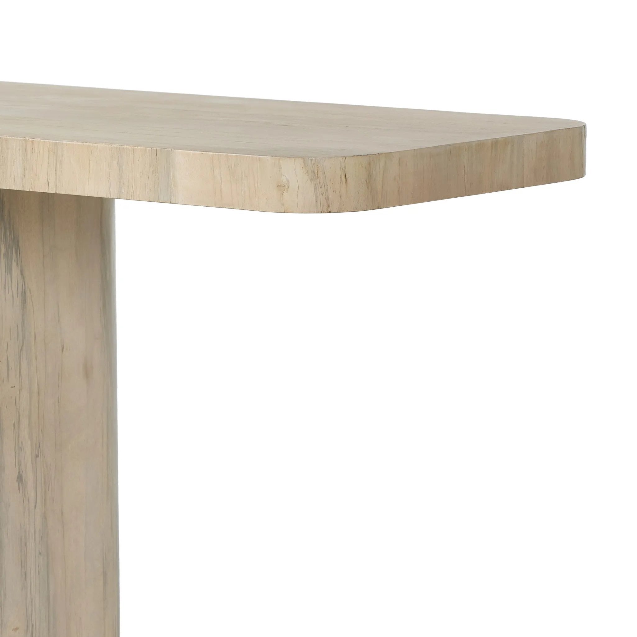 Featuring Esmi Bleached Spalted Primavera Console Table by Four Hands at Amethyst Home. Make a statement with this console table of spalted primavera with a clean, bleached finish. An exaggerated overhang top elevates otherwise simple shaping, for a dramatic look that can move between spaces with ease.Overall Dimensions: 78.00"w x 18.00"d x 31.00"hWeigh. Amethyst Home provides interior design, new home construction design consulting, vintage area rugs, and lighting in the Newport Beach metro area.