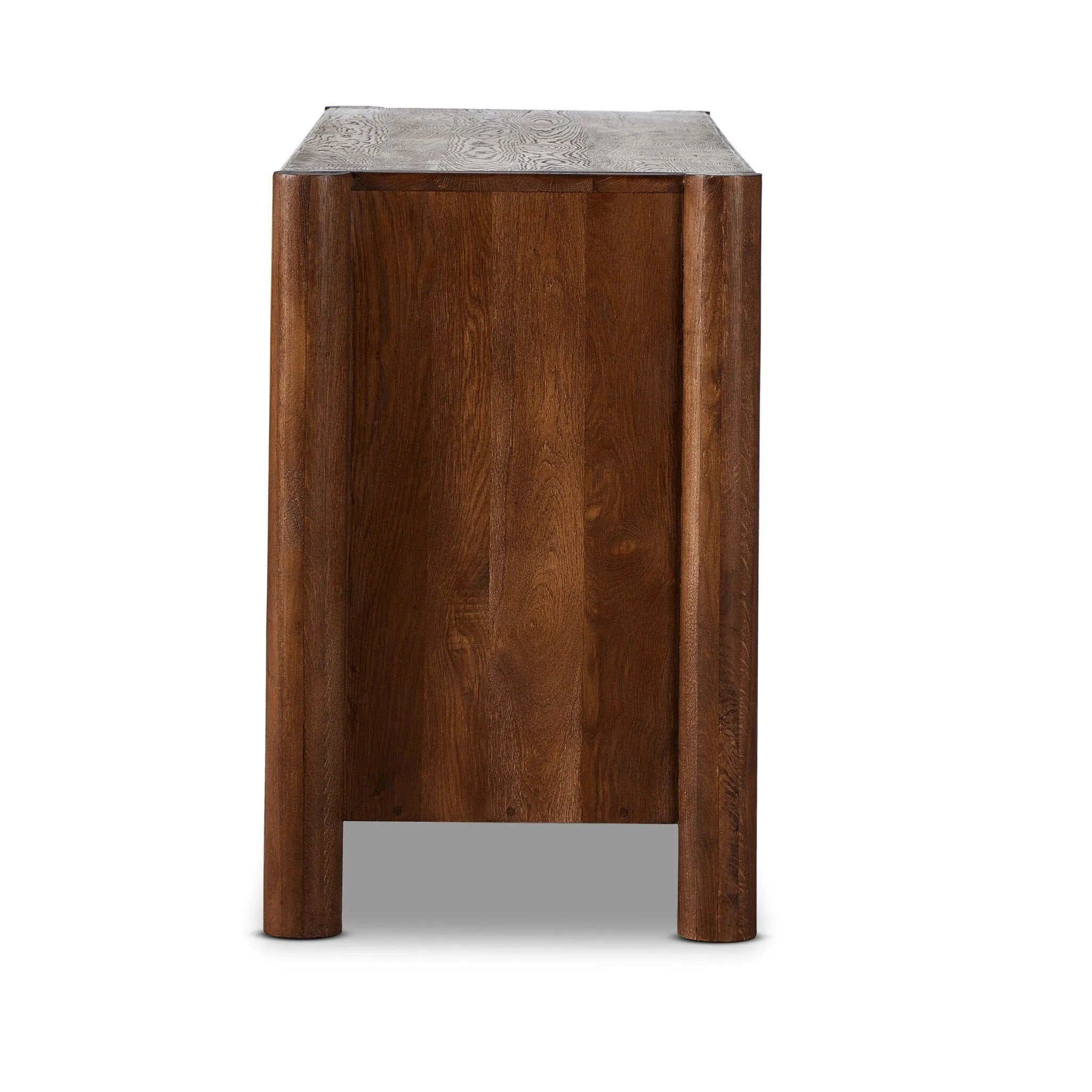 Featuring Ezri Cocoa Oak 6 Drawer Dresser by Four Hands at Amethyst Home. Cocoa-finished oak, organic carving and cylinder legs fuse for a primitive look, while wood's varying grain colors add unique character to each piece.
Overall Dimensions: 22.0" L x 70.0 " W x 33.75" H
Collection: AidenColors: Cocoa OakMaterials: Solid Oak, Solid MangoWeight: 271.. Amethyst Home provides interior design, new home construction design consulting, vintage area rugs, and lighting in the Salt Lake City metro area.