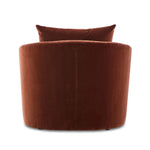 Casual and sculpted, velvety auburn fabric and a pill-shaped chaise take this lounger to the next level Amethyst Home provides interior design, new home construction design consulting, vintage area rugs, and lighting in the Portland metro area.