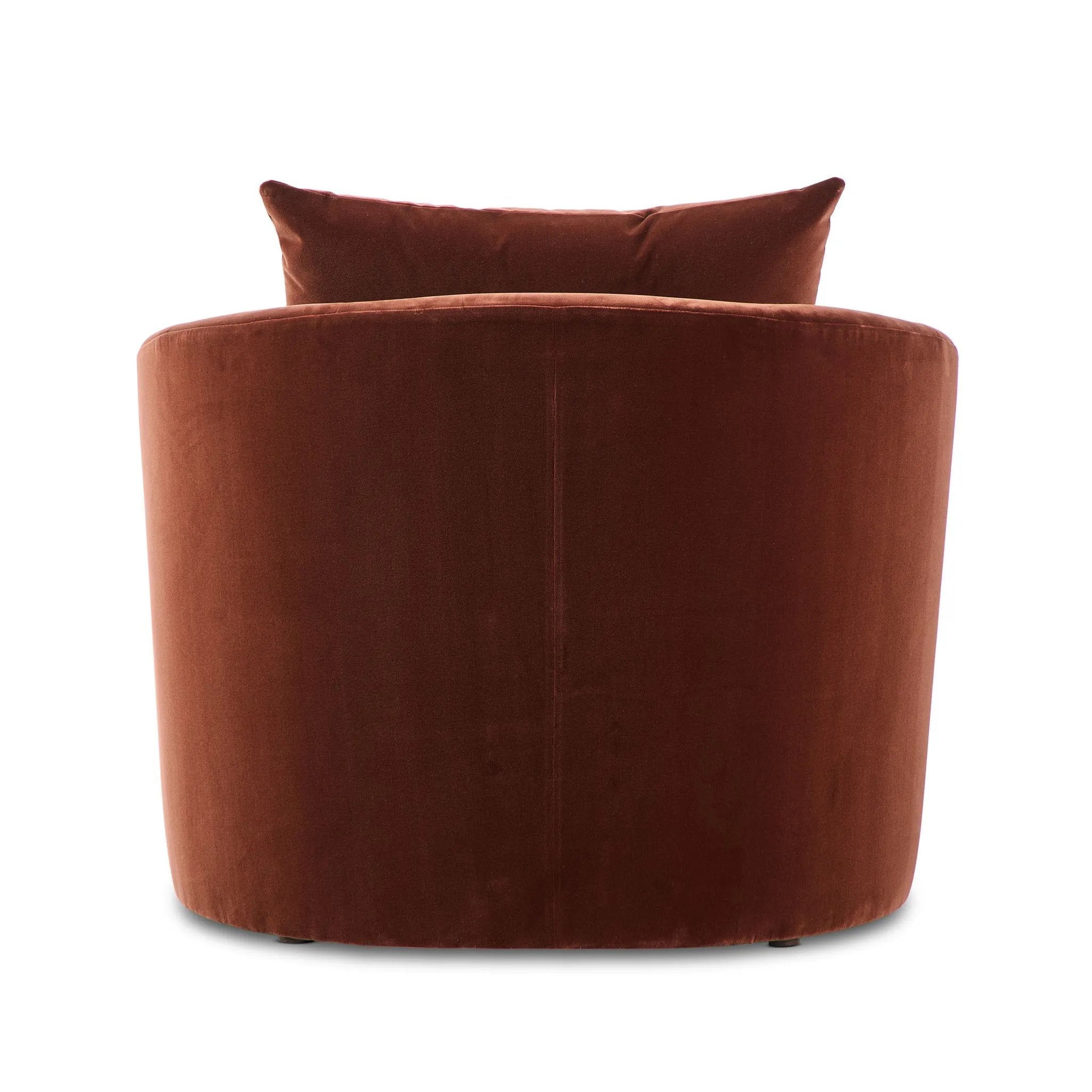 Casual and sculpted, velvety auburn fabric and a pill-shaped chaise take this lounger to the next level Amethyst Home provides interior design, new home construction design consulting, vintage area rugs, and lighting in the Portland metro area.