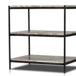 Add a pop of sophistication to any space. Naturally variegated marble hues offer three refreshing tiers of smooth shelving for plenty of space, while hammered grey-finished iron framing places a feminine, high-contrast spin on bedside storage Amethyst Home provides interior design, new home construction design consulting, vintage area rugs, and lighting in the Laguna Beach metro area.