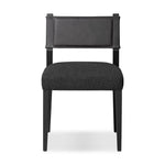 Featuring Ferris Gibson Black Dining Chair by Four Hands at Amethyst Home. Mixed materials at their finest. Black ash forms a slight, simple frame for squared seating of neutral performance-grade upholstery. Black top-grain leather backing takes this modern-minded dining chair to the next level.Overall Dimensions: 20.00"w x 22.00"d x 32.00"hWeight : 16.53 . Amethyst Home provides interior design, new home construction design consulting, vintage area rugs, and lighting in the Alpharetta metro area.