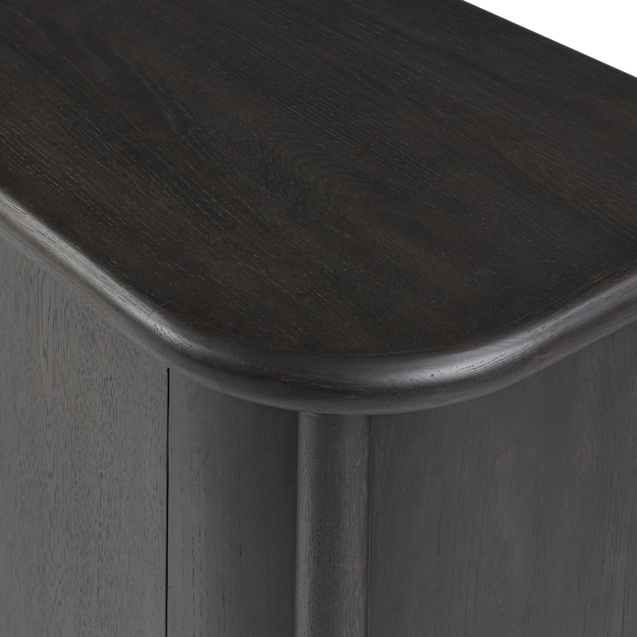 Large cylinder framework defines this oak sideboard with a warm oak finish. Curved lines add softness, while delicate hardware provides a visual contrast against the sideboard's substantial size Amethyst Home provides interior design, new home construction design consulting, vintage area rugs, and lighting in the Monterey metro area.