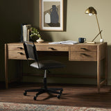 Featuring Glenview Weathered Oak Veneer Desk by Four Hands at Amethyst Home. Traditional, reimagined. Made from rustic weathered oak, this desk brings generous storage space to the office. Simple hardware is finished in an aged bronze.Overall Dimensions: 67.50"w x 27.50"d x 31.00"hWeight : 148.37 lbsMaterials: Thick Oak Veneer, Solid Oak. Amethyst Home provides interior design, new home construction design consulting, vintage area rugs, and lighting in the Kansas City metro area.