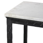 Featuring Hammered White Marble Iron Console Table by Four Hands at Amethyst Home. An open console table pairs a hand-hammered black iron base with a smooth white marble top, crafting a minimalist look with contrast. An open design creates endless possibilities for your media display and storage, or even styled in an entryway. Overall Dimensions: 78.00. Amethyst Home provides interior design, new home construction design consulting, vintage area rugs, and lighting in the Salt Lake City metro area.