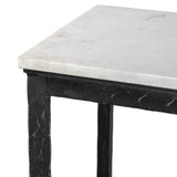 Featuring Hammered White Marble Iron Console Table by Four Hands at Amethyst Home. An open console table pairs a hand-hammered black iron base with a smooth white marble top, crafting a minimalist look with contrast. An open design creates endless possibilities for your media display and storage, or even styled in an entryway. Overall Dimensions: 78.00. Amethyst Home provides interior design, new home construction design consulting, vintage area rugs, and lighting in the Salt Lake City metro area.