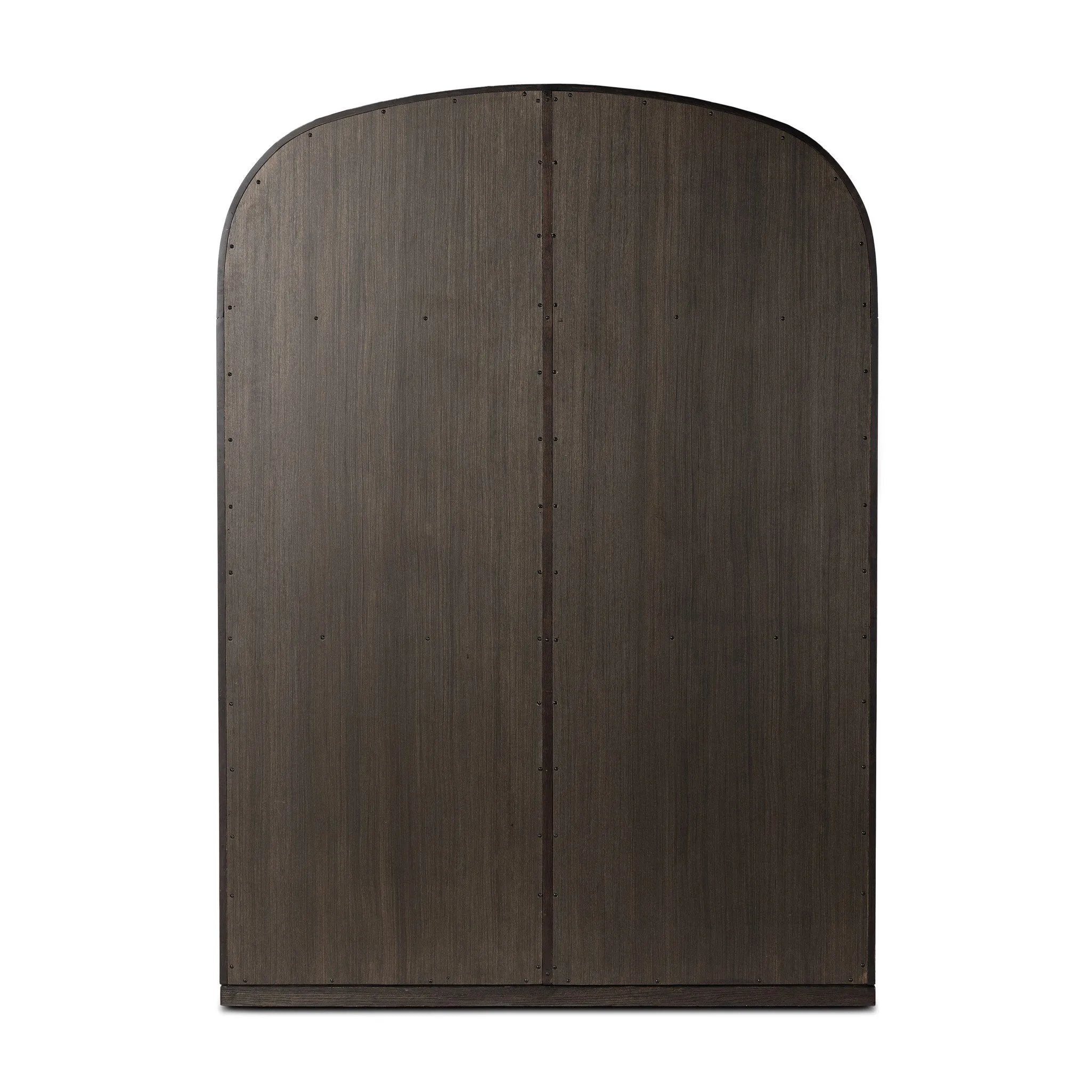 With rounded sides inspired by Eighties design, almond-finished oak brings depth into any room in your home. Spacious shelves create endless storage and display options for favorite books and keepsakes, all visible through clear tempered glass Amethyst Home provides interior design, new home construction design consulting, vintage area rugs, and lighting in the Seattle metro area.