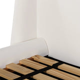 Angled wings anchor the sides of this reimagined shelter bed, grounding an upholstered bed frame. Off-white Crypton® performance fabric covers all-around cushioning. Crypton® performance fabric is specially engineered for protection against stains, moisture and odor Amethyst Home provides interior design, new home construction design consulting, vintage area rugs, and lighting in the San Diego metro area.