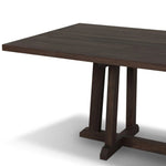Subtly angled legs meet in a trestle-style stretcher base, pairing with a slatted top for a rustic-style outdoor dining table, also ideal for indoor spaces. Large chamfer details on the base and supports bring softness to FSC®-certified teak. Cover or store inside during inclement weather and when not in use Amethyst Home provides interior design, new home construction design consulting, vintage area rugs, and lighting in the Tampa metro area.