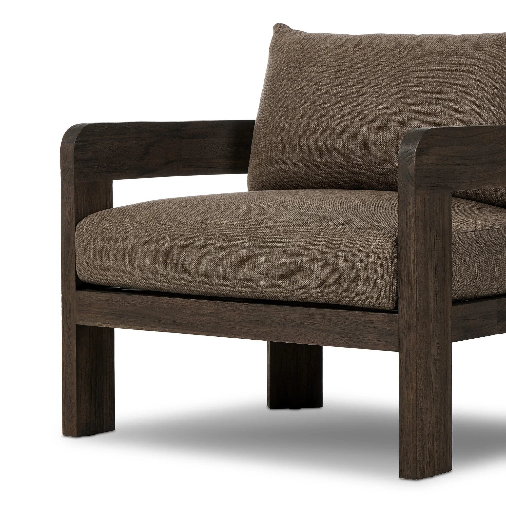 Featuring Jackson Ellor Brown Outdoor Chair by Four Hands at Amethyst Home. Introducing the Jackson Ellor Brown Outdoor Chair - the perfect addition to any outdoor space. Made for durability and comfort, this chair is designed for outdoor use. With a sleek and modern design, it will enhance any outdoor setting.
Overall Dimensions: 33.0" L x 35.0 " W x 33.0". Amethyst Home provides interior design, new home construction design consulting, vintage area rugs, and lighting in the Charlotte metro area.