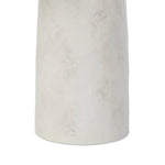 A dome-shaped pedestal base supports a rounded tabletop with bullnose edges. Made from cast white-finished concrete Amethyst Home provides interior design, new home construction design consulting, vintage area rugs, and lighting in the Calabasas metro area.