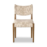 A midcentury-inspired piece brought to modern times. A supportive, sling-style back and seat cushion are upholstered in a soft, velvety fabric, with toasted oak armless framing Amethyst Home provides interior design, new home construction design consulting, vintage area rugs, and lighting in the Nashville metro area.