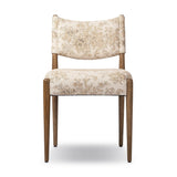 A midcentury-inspired piece brought to modern times. A supportive, sling-style back and seat cushion are upholstered in a soft, velvety fabric, with toasted oak armless framing Amethyst Home provides interior design, new home construction design consulting, vintage area rugs, and lighting in the Washington metro area.