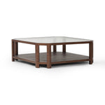 Featuring Jenzen Tempered Glass Coffee Table by Four Hands at Amethyst Home. Mix materials for a timeless look. Warm, brown oak shapes a unique octagon frame for a tempered glass top. Lower open shelving brings bonus storage and display options to your living space. Overall Dimensions: 48.00"w x 48.00"d x 16.50"h. Amethyst Home provides interior design, new home construction design consulting, vintage area rugs, and lighting in the Houston metro area.