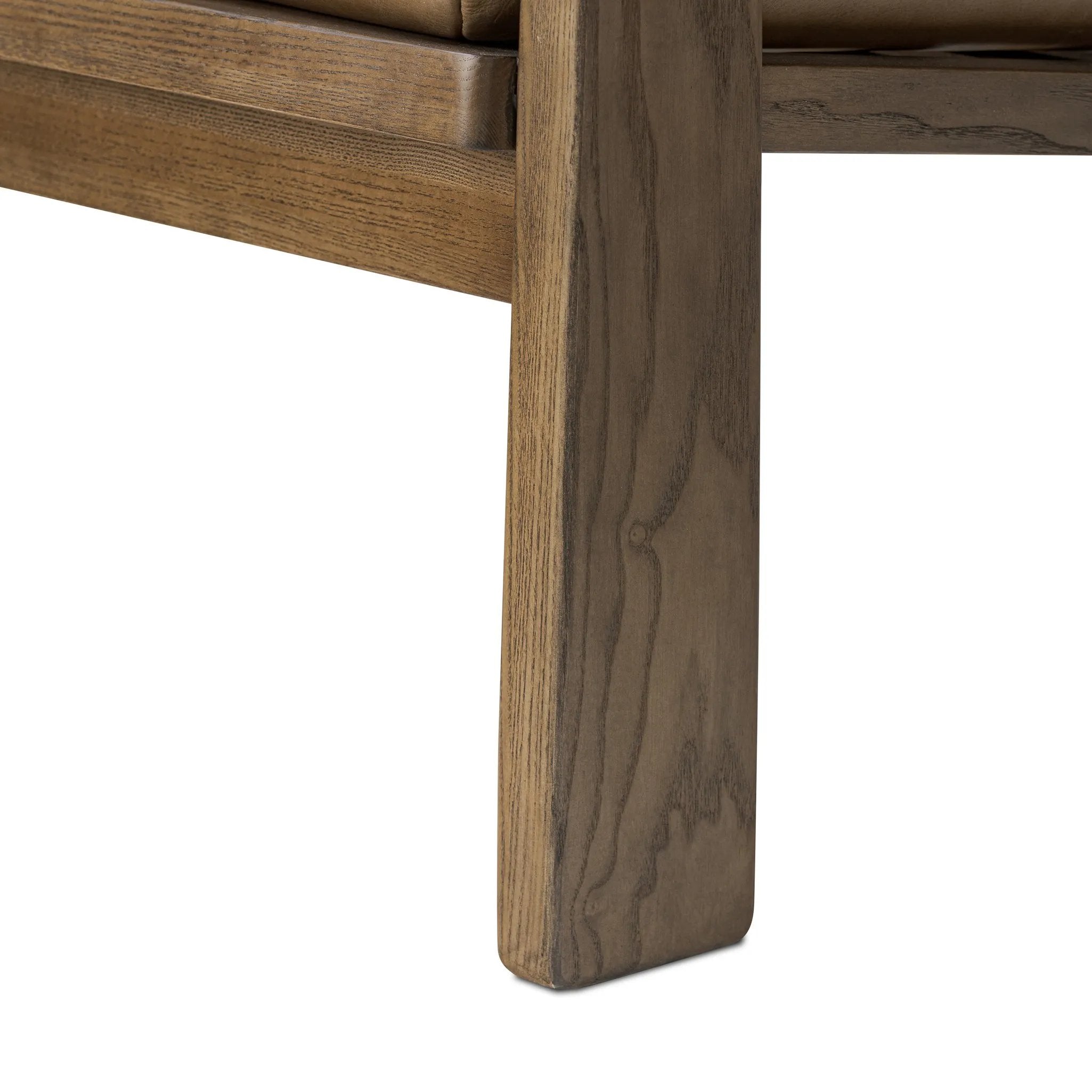 Featuring Jones Palermo Drift Chair by Four Hands at Amethyst Home. A coastal-inspired lounge chair, modernized. Angled back legs and separate cushioning create a relaxed, inviting look. Mid-level blind stitching refines the seat back. Stark amber ash frame offsets rich top-grain leather, showcasing thick-cut hide with pronounced natural texture.Overall Dimen. Amethyst Home provides interior design, new home construction design consulting, vintage area rugs, and lighting in the Houston metro area.