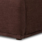 Subtly curved, this swooping bed frame is fully upholstered in a soft, plum-hue fabric for an inviting look that's rich in comfort Amethyst Home provides interior design, new home construction design consulting, vintage area rugs, and lighting in the Salt Lake City metro area.