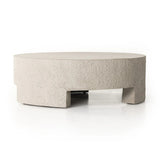 Featuring Everett Matte Stone Outdoor Coffee Table by Four Hands at Amethyst Home. A textured, white concrete coffee table perfect for modern and wabi sabi style.  The table has a matte texture and is perfect for indoors or outdoors.Overall Dimensions: 48.00"w x 48.00"d x 16.25"hWeight : 277.78 lbsMaterials : Concrete. Amethyst Home provides interior design, new home construction design consulting, vintage area rugs, and lighting in the Austin metro area.